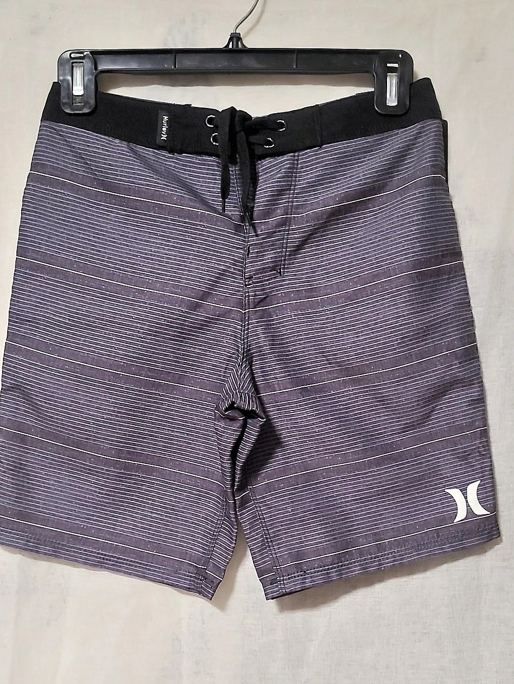 Hurley Striped Board Shorts Size 10 Gray & Black